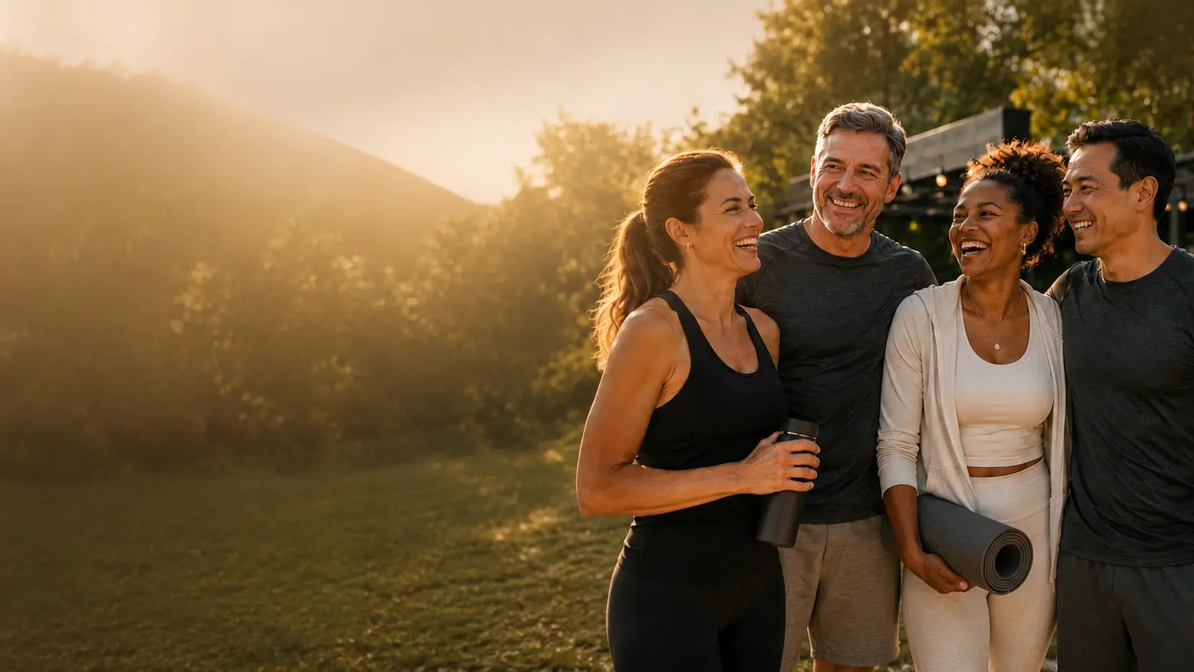 People outdoors at sunrise representing the Coivas Challenge